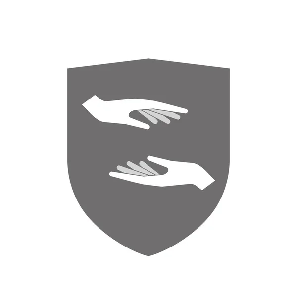 Izolované štít se dvěma rukama, dávání a přijímání nebo chránit — Stockový vektor