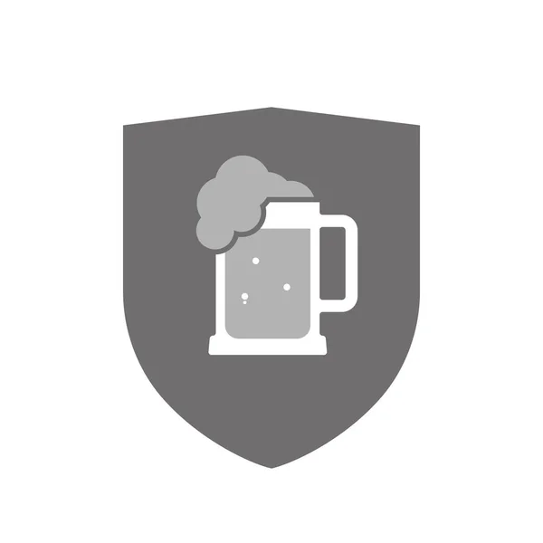 Korsó sör ikonnal elszigetelt pajzs — Stock Vector
