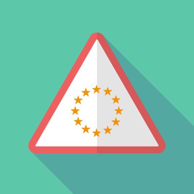 Uzun gölge uyarı işareti AB bayrağı yıldız ile