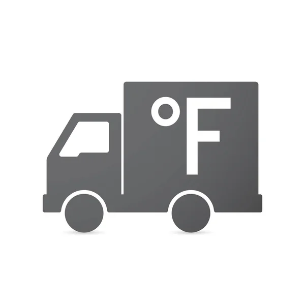 Isolated truck with  a farenheith degrees sign — Stock Vector