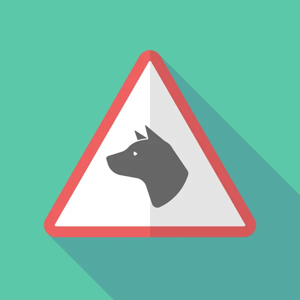 Lunga ombra segnale di avvertimento con una testa di cane — Vettoriale Stock