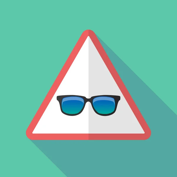 Longue ombre signe d'avertissement avec une icône de lunettes de soleil — Image vectorielle