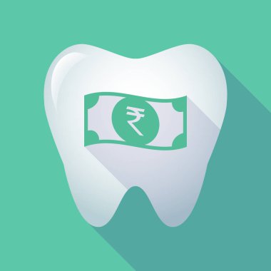 Uzun gölge diş Rupisi banka Not simgesi ile