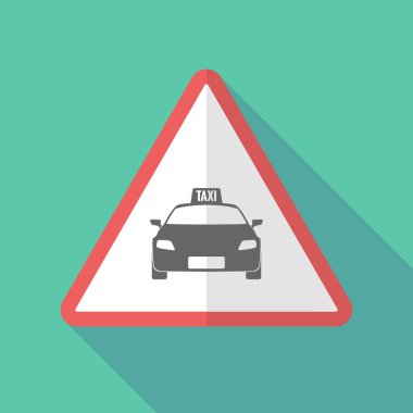 Uzun gölge uyarı işareti ile bir taksi simgesi