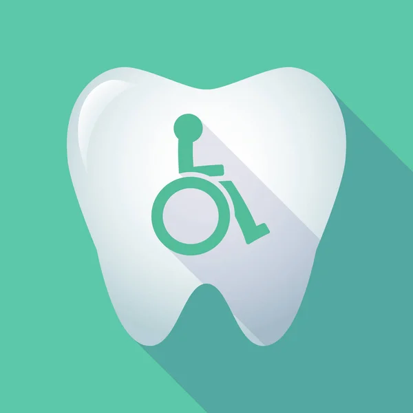 Długi cień zęba z ludzką postacią w ikonę wózka — Wektor stockowy