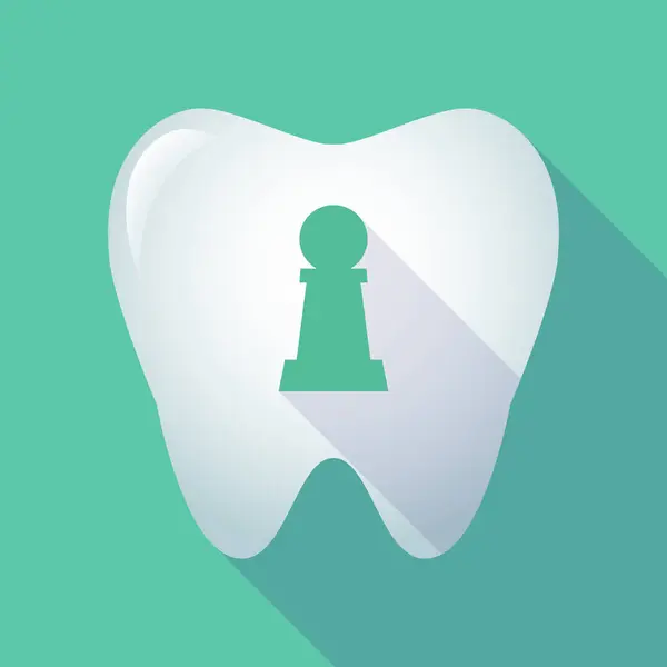 Dlouhý stín zub s postavou šachový pěšec — Stockový vektor