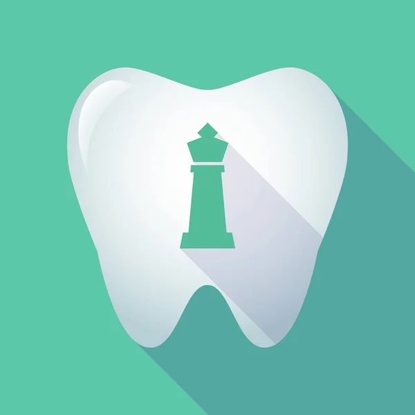 Långa skugga tanden med en kung schack figur — Stock vektor