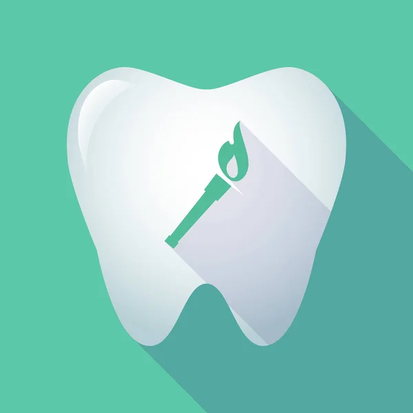Långa skugga tanden med en fackla ikon — Stock vektor