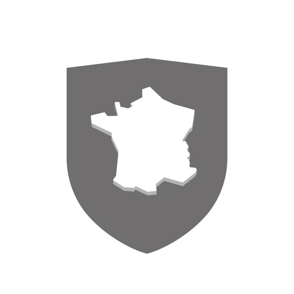Escudo isolado com o mapa da França — Vetor de Stock