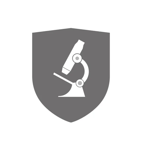 Escudo isolado com um ícone de microscópio — Vetor de Stock