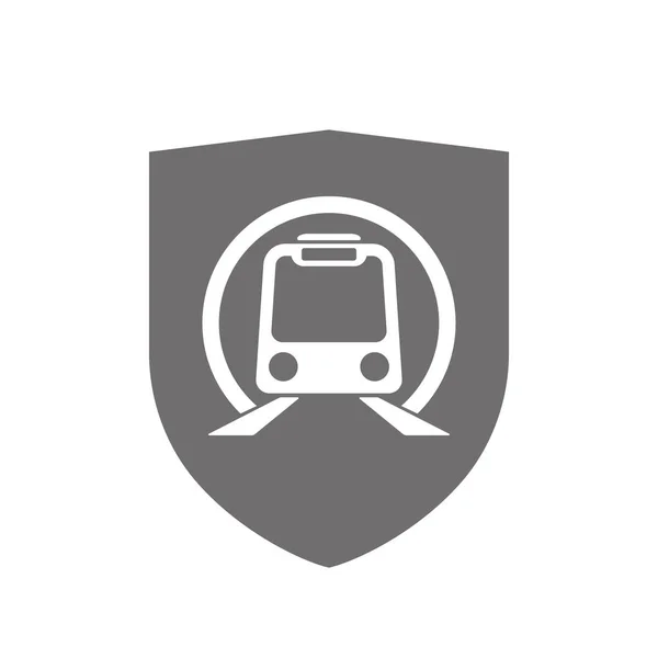 Escudo isolado com um ícone de trem de metrô — Vetor de Stock