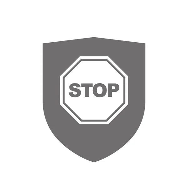 Escudo isolado com um sinal de stop —  Vetores de Stock
