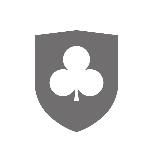 孤立的盾与俱乐部扑克纸牌符号 — 图库矢量图片