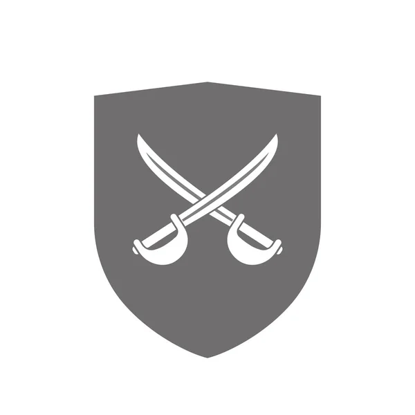 Escudo isolado com duas espadas cruzadas — Vetor de Stock