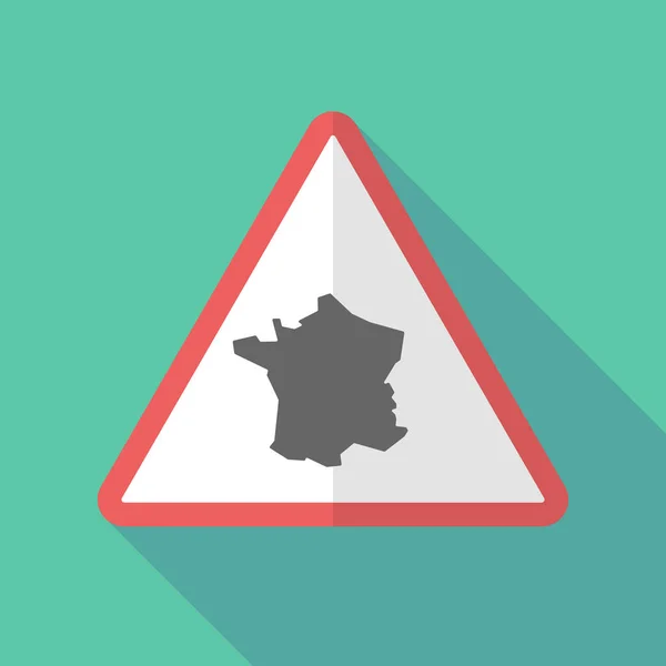 Panneau d'avertissement d'ombre longue avec la carte de France — Image vectorielle