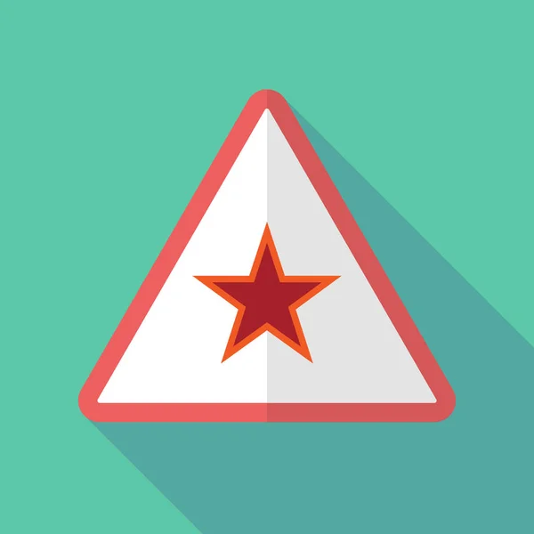 Long shadow warning sign with  the red star of communism icon — Stock Vector