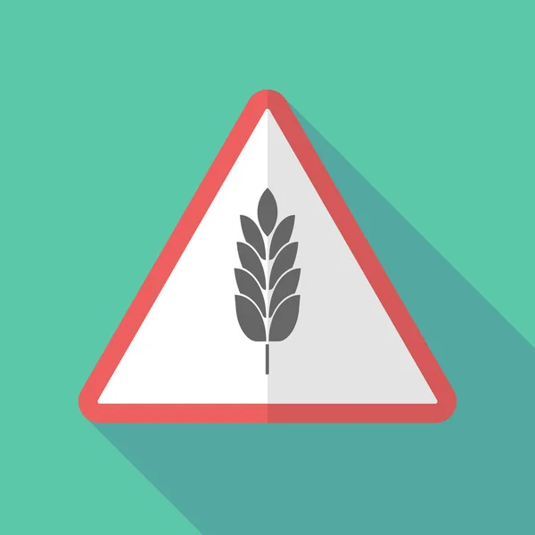 Dlouhý stín varovným signálem s ikonou rostlin pšenice — Stockový vektor