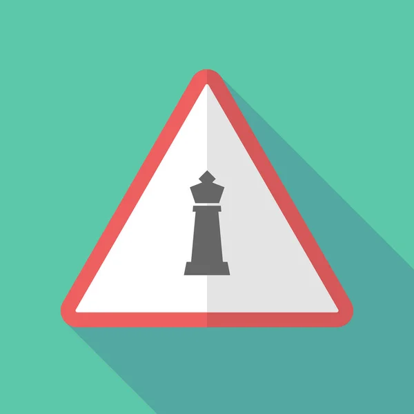 Longue ombre signe d'avertissement avec une figure d'échecs roi — Image vectorielle