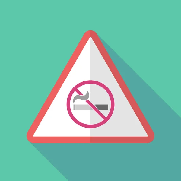 Uzun gölge uyarı işareti ile bir Sigara İçilmez işareti — Stok Vektör