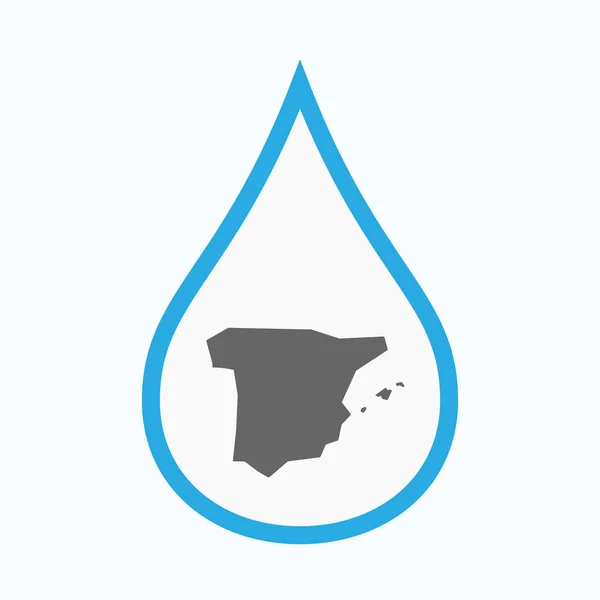 Isolated water drop with  the map of  Spain — Stock Vector