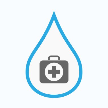 Bir ilk yardım kiti simgesi ile izole su damlası