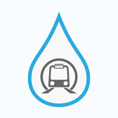 Bir metro tren simgesiyle izole su damlası