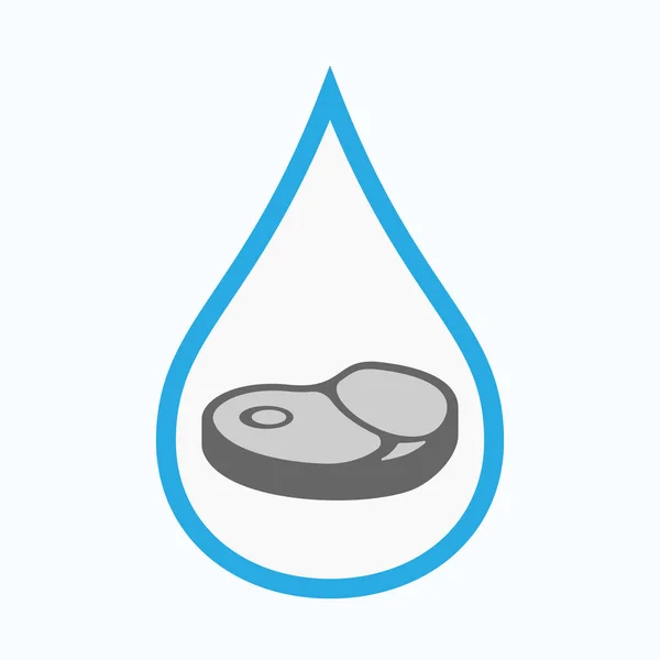 Isolated water drop with  a steak icon — Stock Vector