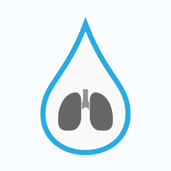 Isolated water drop with  a healthy human lung icon — Stock Vector