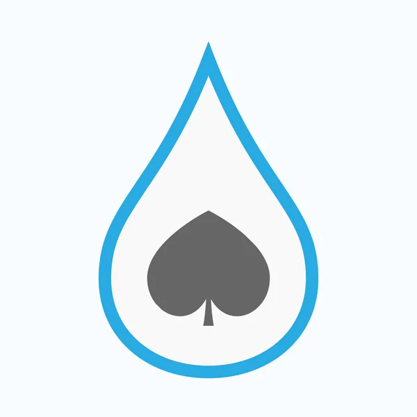 Geïsoleerde water drop met de spade poker speelkaart teken — Stockvector