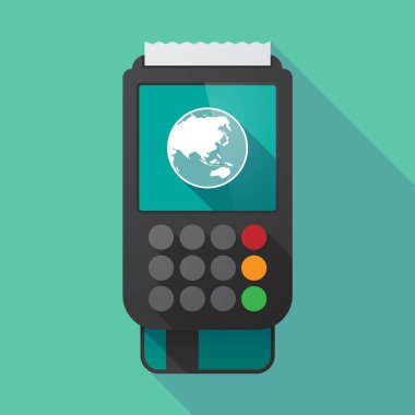 Uzun gölge dataphone bir Asya Pasifik Dünya harita ile