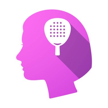 Bir kürek raket ile izole kadın baş 