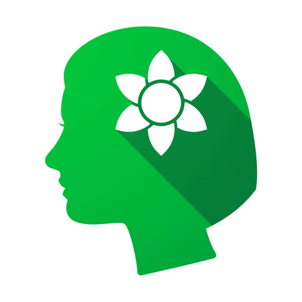 Geïsoleerde vrouwelijke hoofd met een lotusbloem — Stockvector
