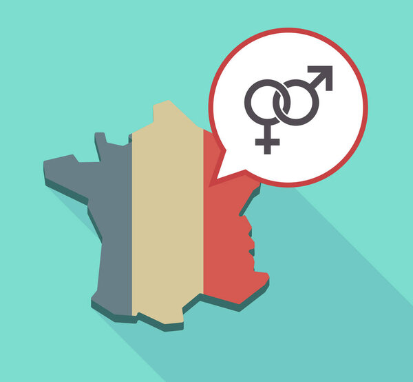 Длинная тень карта Франции с чересстрочной женщиной мужского пола
