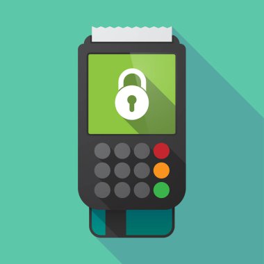 Uzun gölge dataphone bir kapalı kilit pad ile