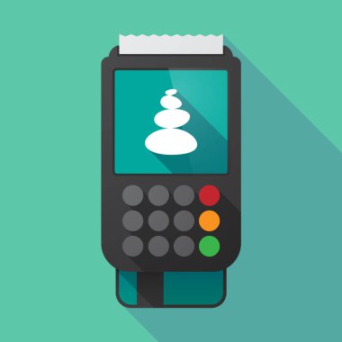 Uzun gölge dataphone bir yığın zen ile taşlar 