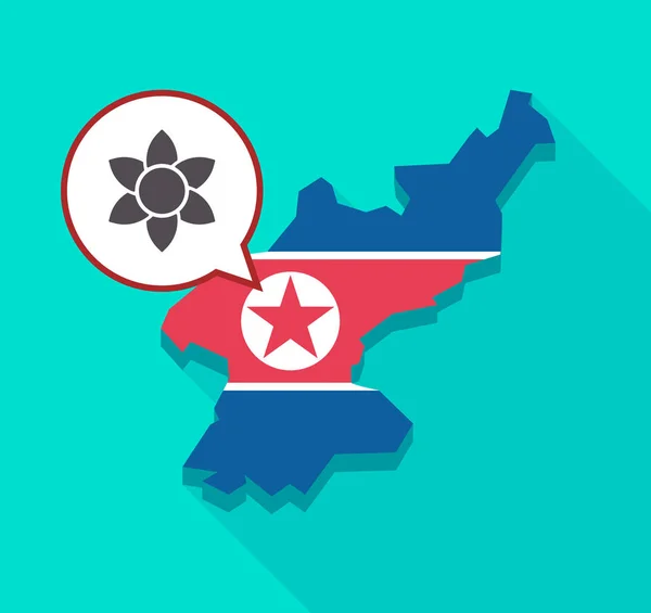 Corea del Norte mapa con una flor de loto — Archivo Imágenes Vectoriales