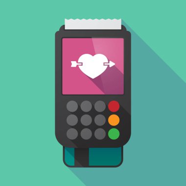 Uzun gölge dataphone bir kalp ile bir okla deldi