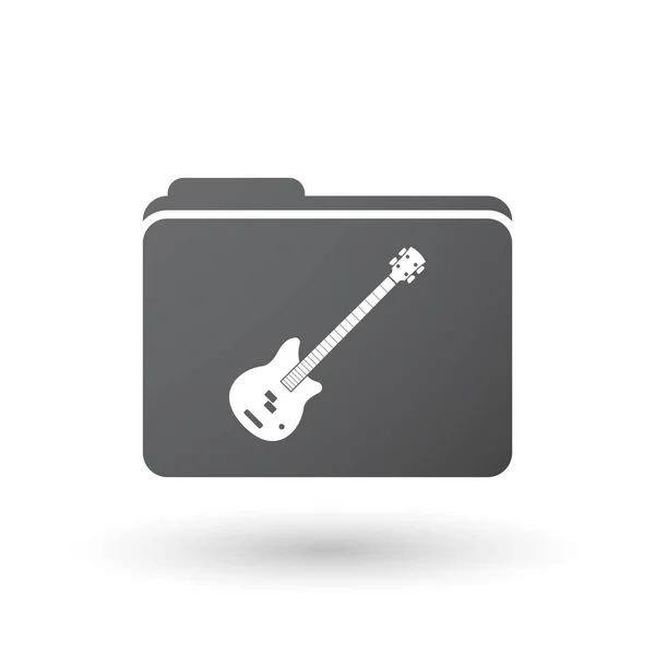 Isoliertes Ordnersignal mit einer viersaitigen E-Bass-Gitarre — Stockvektor