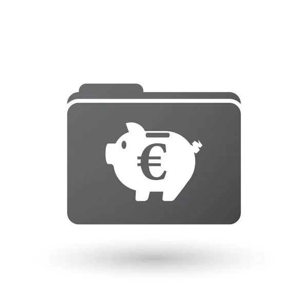 Sinyal folder terisolasi dengan koin euro di uang bank babi - Stok Vektor