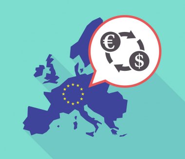 Uzun bir euro dolar Satım işareti olan Gölge AB harita