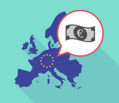 Uzun bir euro banknot ile gölge AB harita