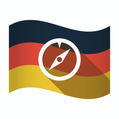 Bir pusula ile izole Almanya bayrağı