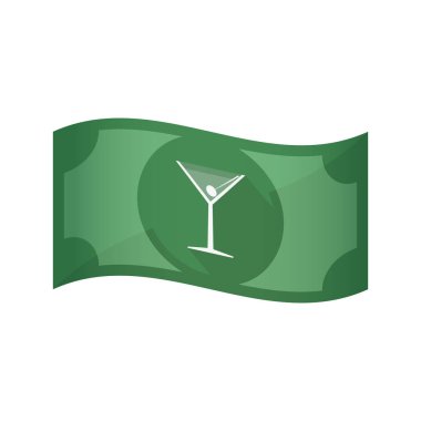 Bir kokteyl cam ile izole banknot