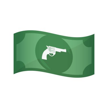 Elinde silah olan izole banknot