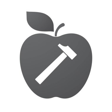 Bir çekiç ile izole elma meyve