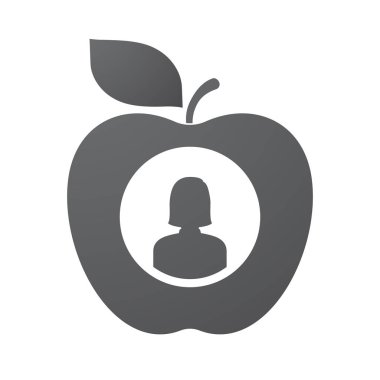 Bir kadın avatar ile izole elma meyve