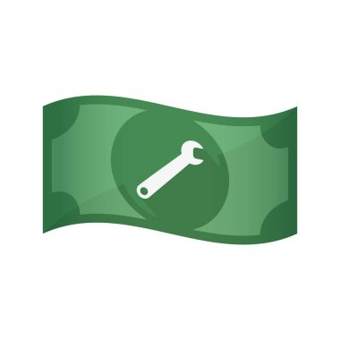 Bir somun anahtarı ile izole banknot