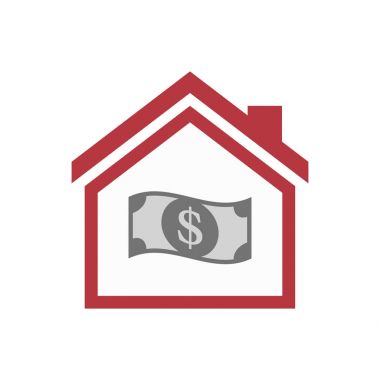 Bir dolarlık banknot ile izole ev