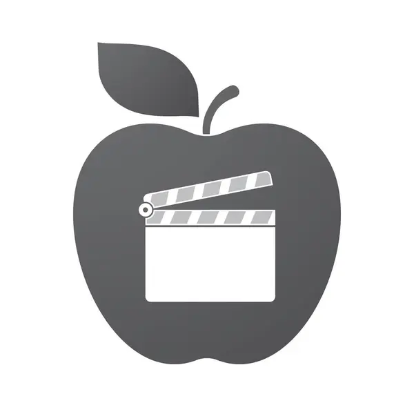 Apple na białym tle owoc z clapperboard — Wektor stockowy