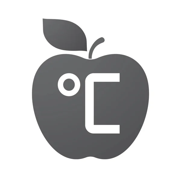 Apple na białym tle owoc ze znakiem stopnia Celsjusza — Wektor stockowy